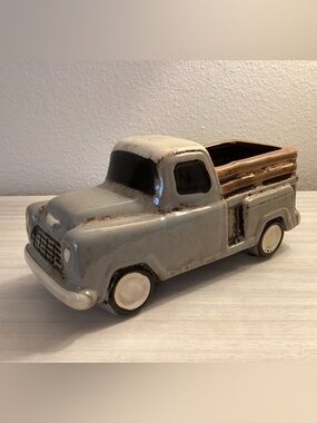Creative Co-Op Gray and Brown Ceramic Vintage Truck Planter
